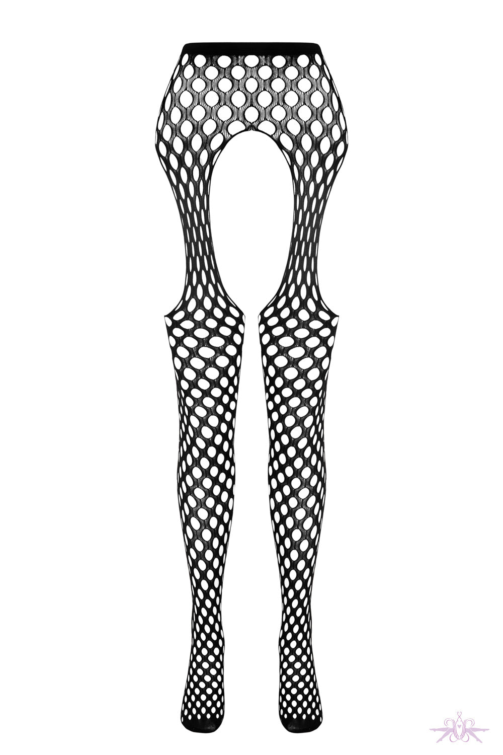 Passion Gloria Black Suspender Fishnet Tights