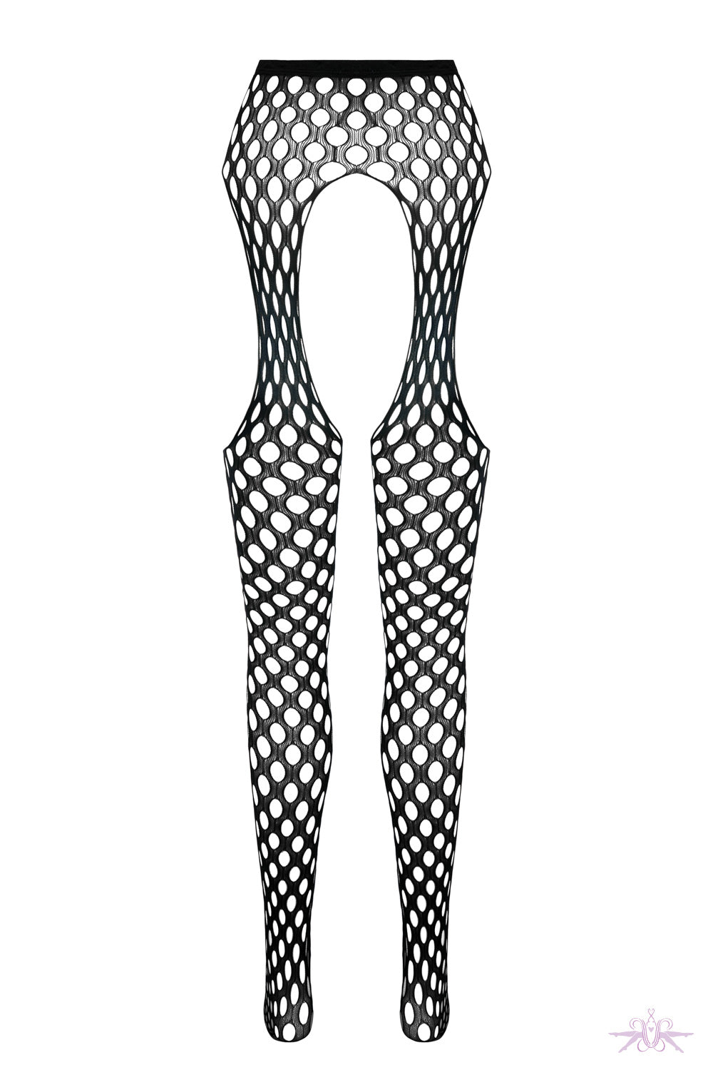 Passion Gloria Black Suspender Fishnet Tights