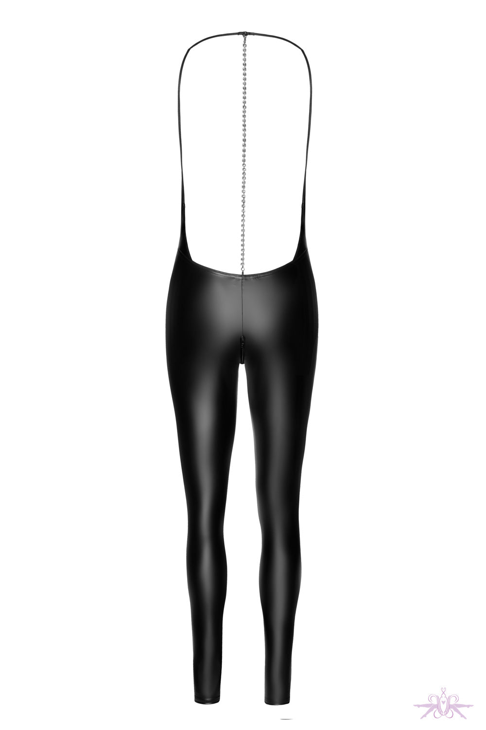 Noir Handmade Mirage Wetlook Catsuit with Jewellery