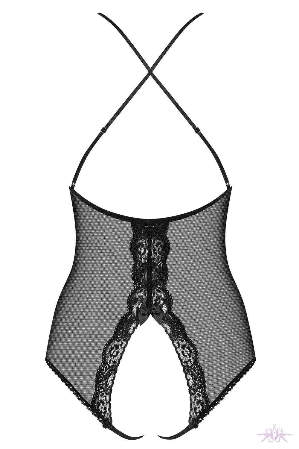 Obsessive Padded Cross Back Crotchless Bodysuit - Mayfair Stockings