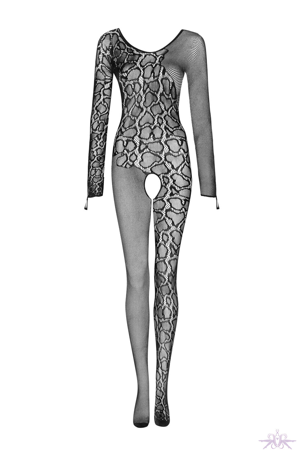 Obsessive Long Sleeved Snake Design Fishnet Bodystocking