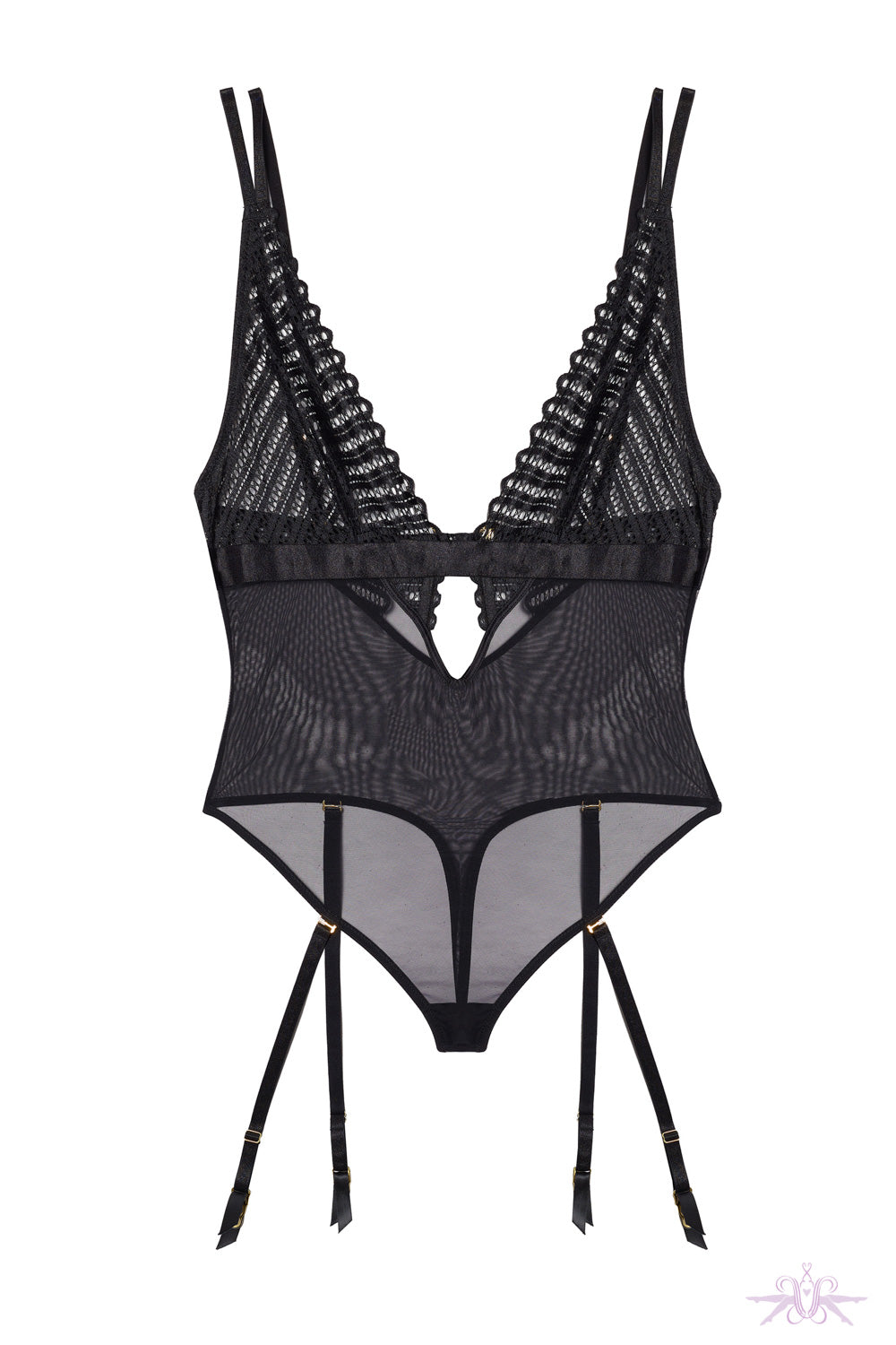 Wolf and Whistle Lacie Black Suspender Bodysuit