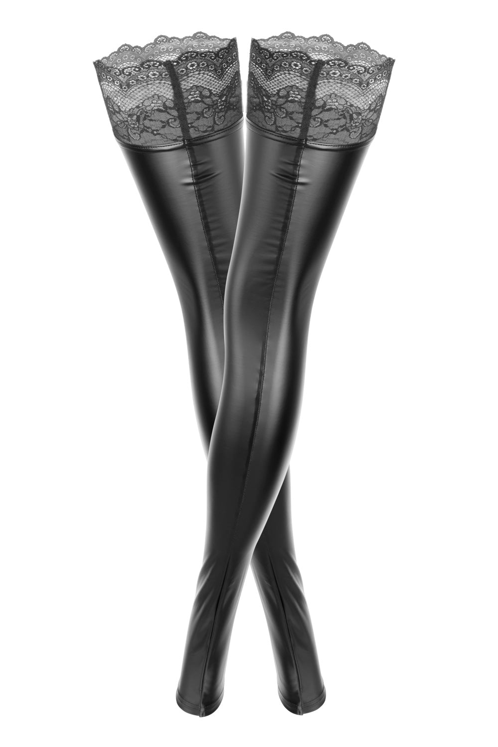 Noir Handmade Power Wetlook Footless Hold Ups