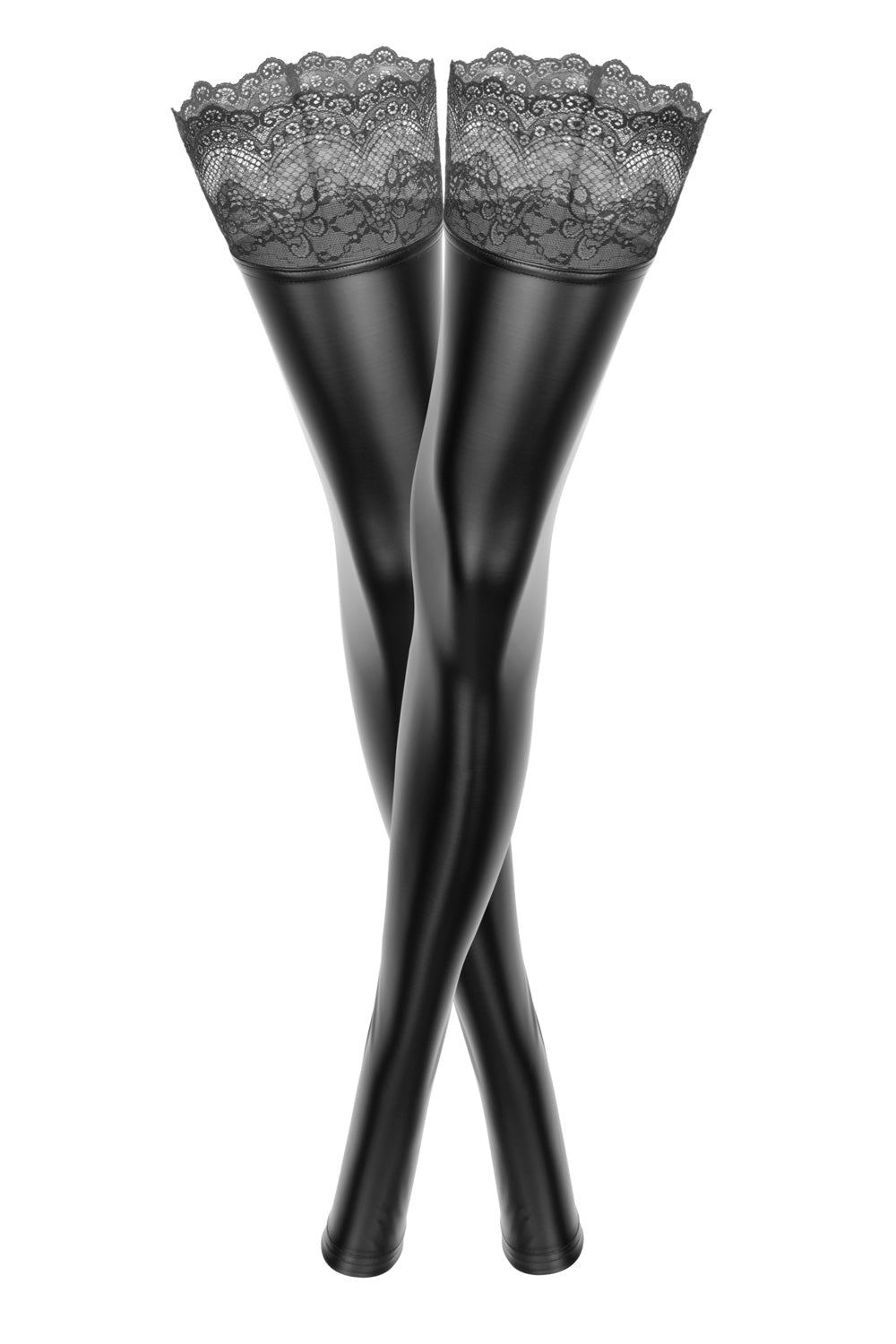 Noir Handmade Power Wetlook Footless Hold Ups